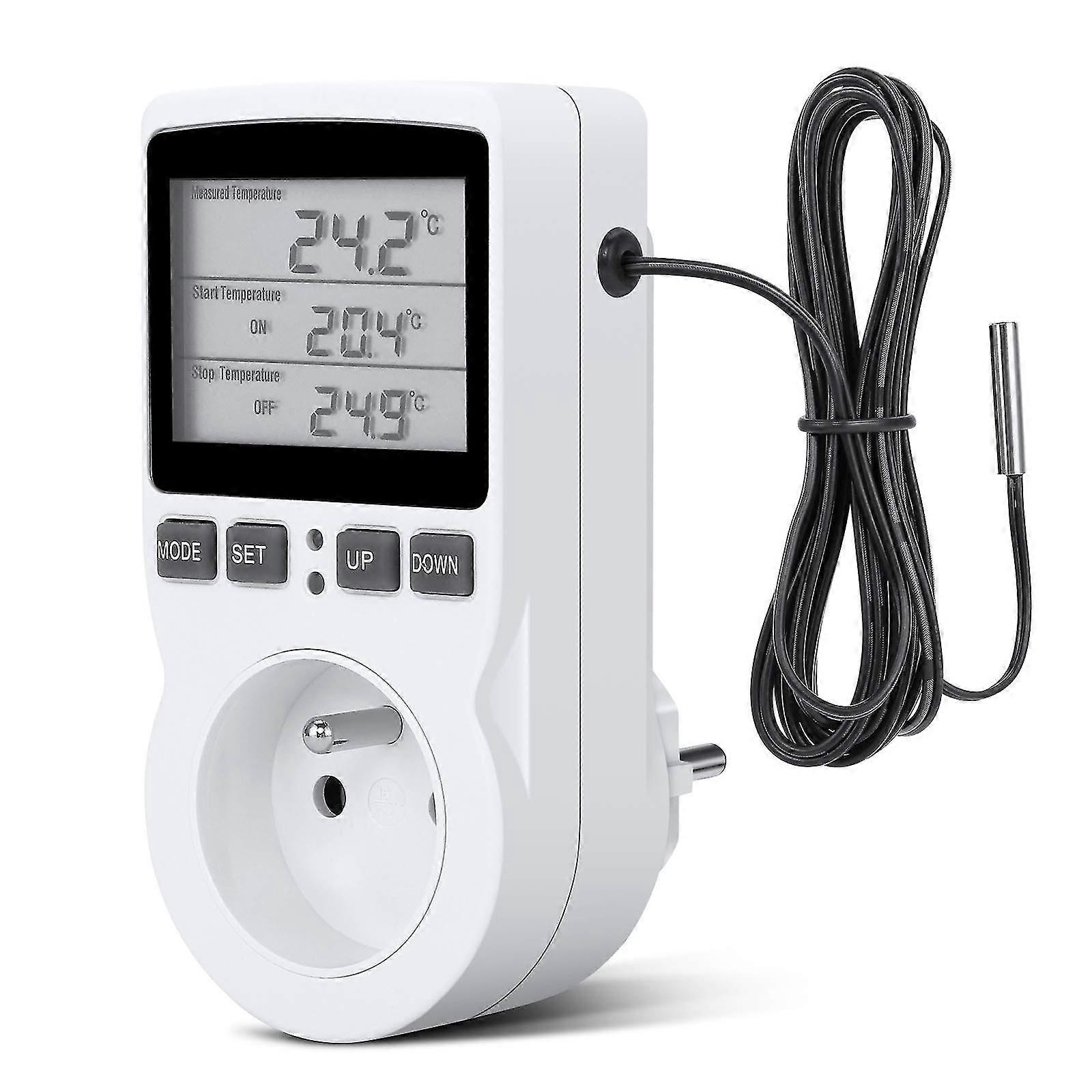 Digital Temperature Controller, Heating Cooling Thermostat Socket Lcd Temperature Controller, 230v For Greenhouse Farm Temperature Controller/terrariu