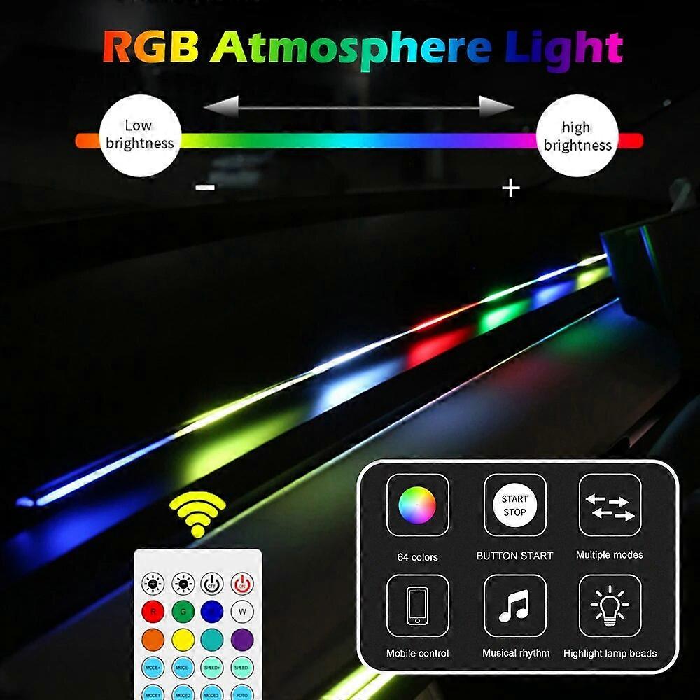 Auto Ambiente Licht mit Fernbedienung 64 Ton Farbe Veränderbare Atmosphäre Lampe Auto Innendekoration Auto RGB Strip Light
