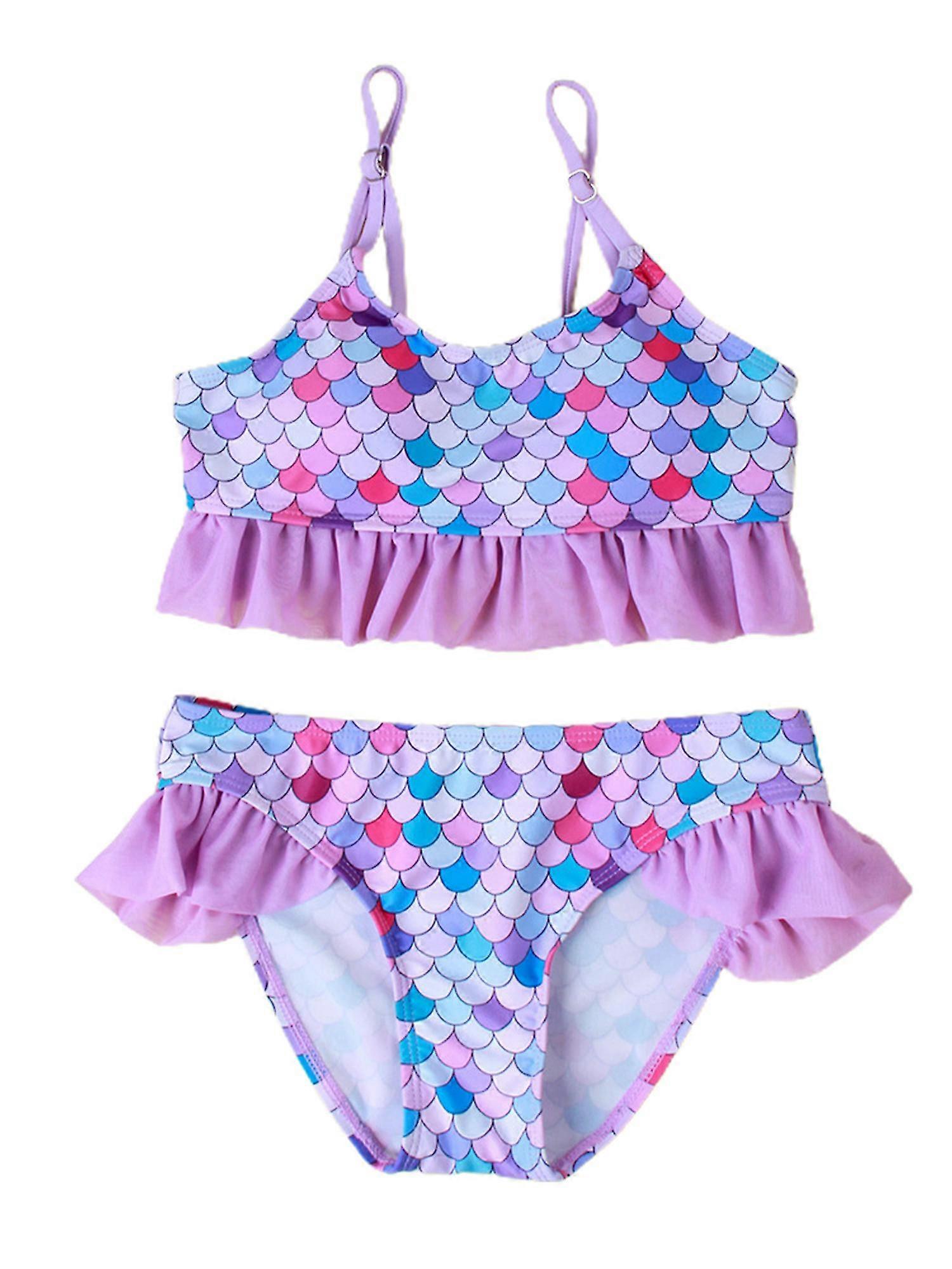 Barn Flicka Sjöjungfru Badkläder Ruffle Baddräkt Baddräkt Beachwear