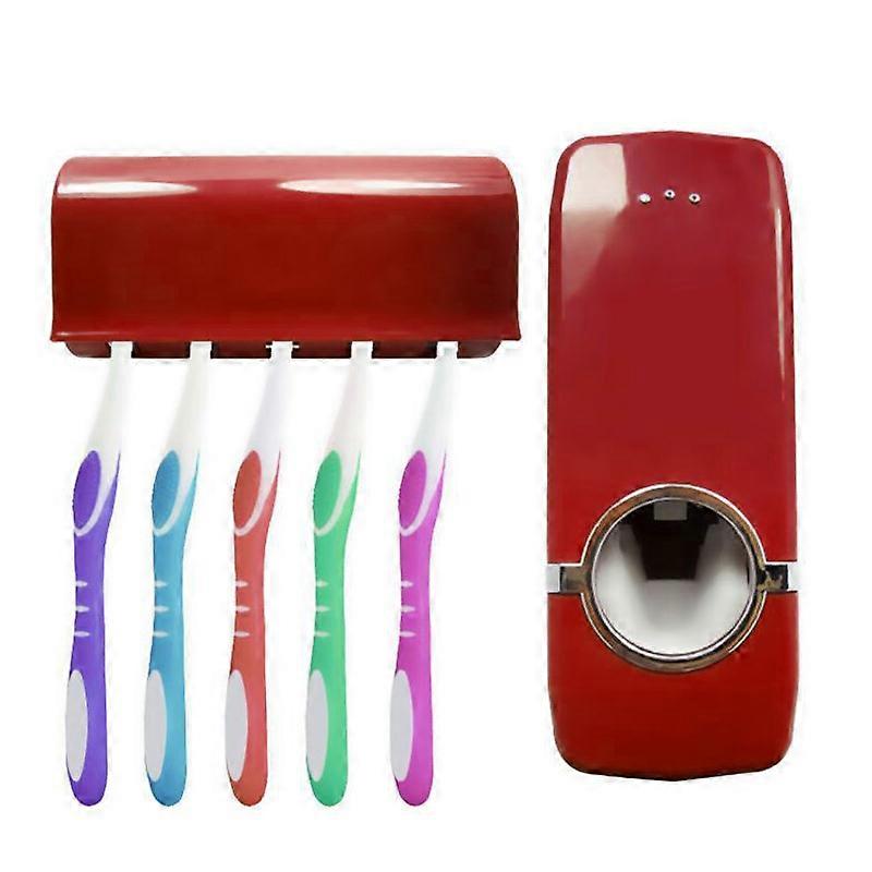 A One-button Automatic Toothpaste Dispenser Toothbrush Holder Wall Mount Rack Toothpaste Squeezer Bathroom Storage Accessories