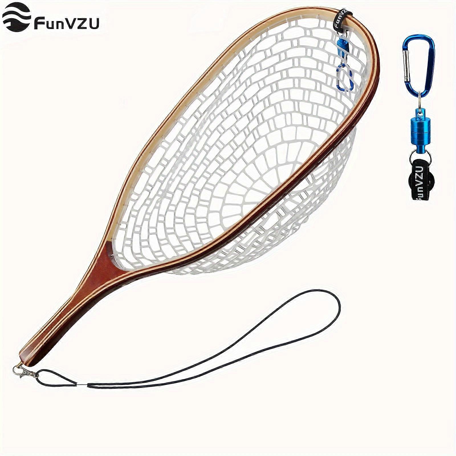 Superb Magnetic Fly Fishing Net with Lightweight Rubber Mesh - Durable, Fish-Friendly Design, Safety Cord & Copper Swivel for Effortless Catch and Rel