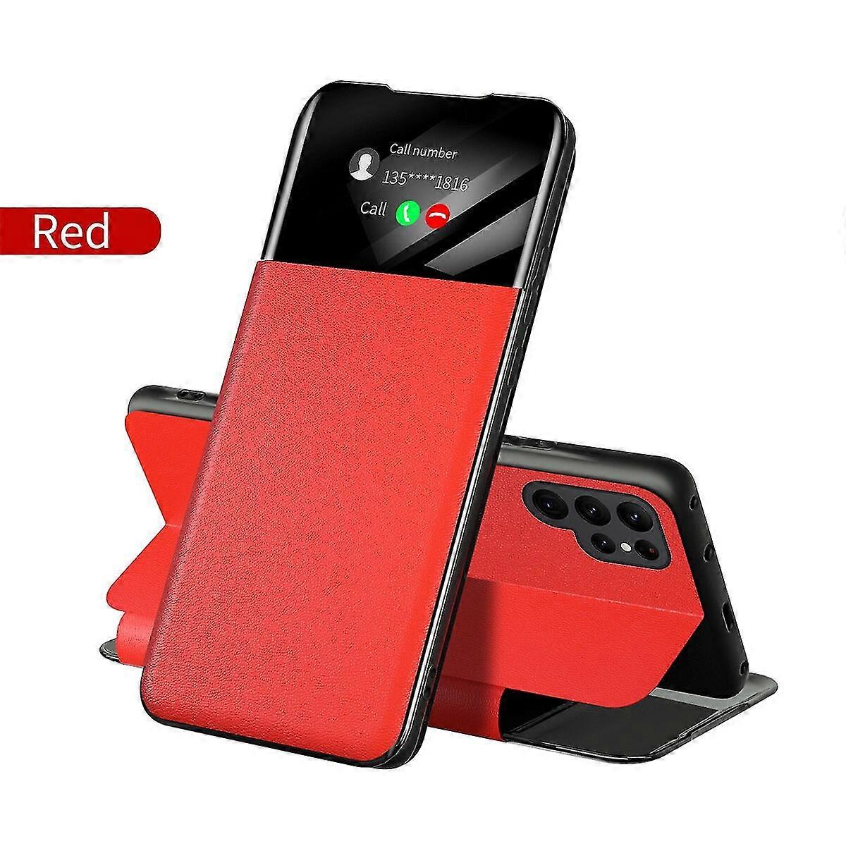Shockproof Leather Flip Phone Case for Samsung Galaxy S23 Ultra/ S23+/ S23 - Smart Window View Compatible