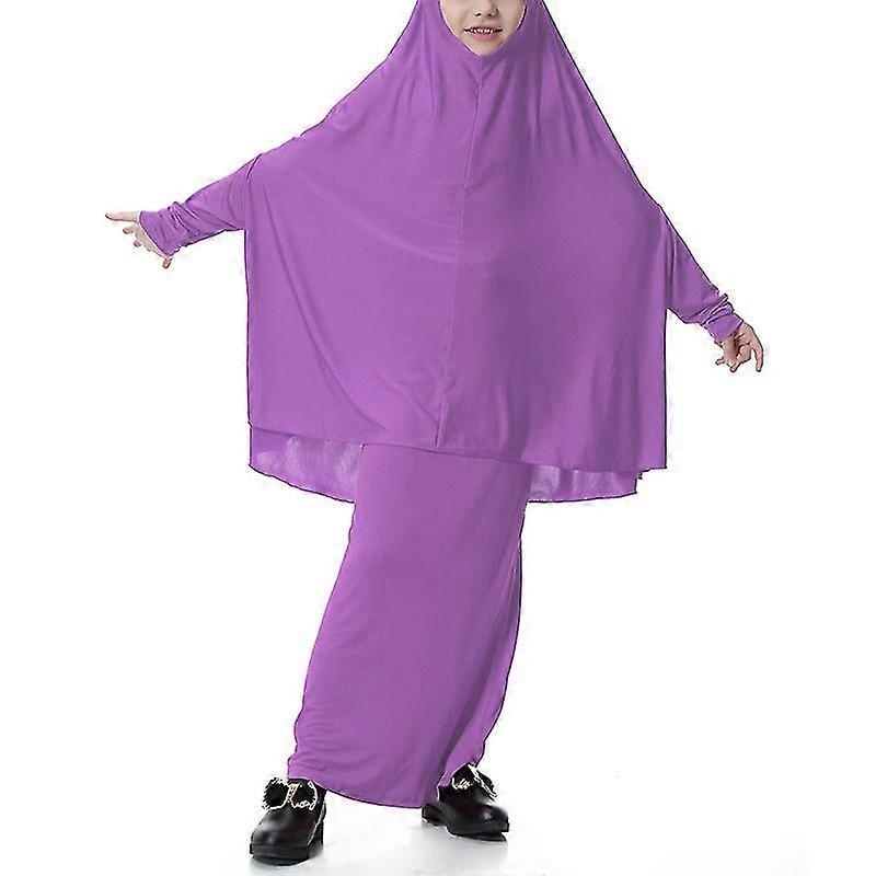 أطفال مسلمات بنات لباس الصلاة حجاب طويل عباية قفطان عربي إسلامي كامل غطاء طويل مجموعة ثوب طويل