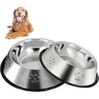 Stainless Steel Dog Bowls With Non-slip Rubber Base, Medium And Large Pet Bowls And Water Bowls (bottom: 26cm. Bowl Mouth: 20cm)