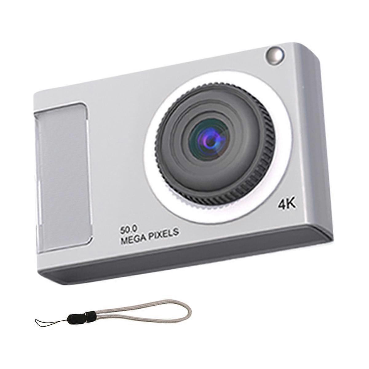 48MP HD Mini Camera 2.4in IPS Display 16X Zoom Digital Camera 4K Video Camera with Fill Light for Kids Students,Silver