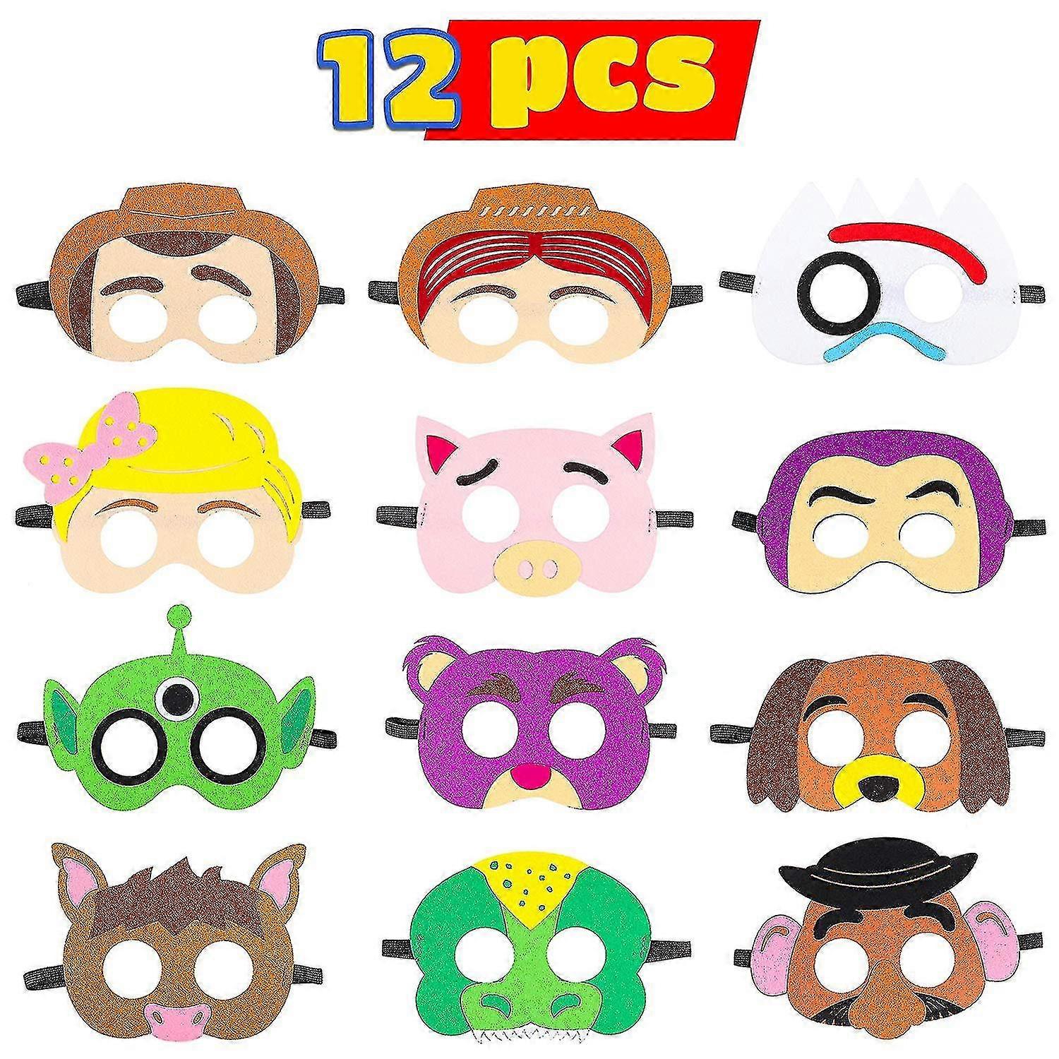 12pcs Cute Animal Masks Compatible With Kids Favors