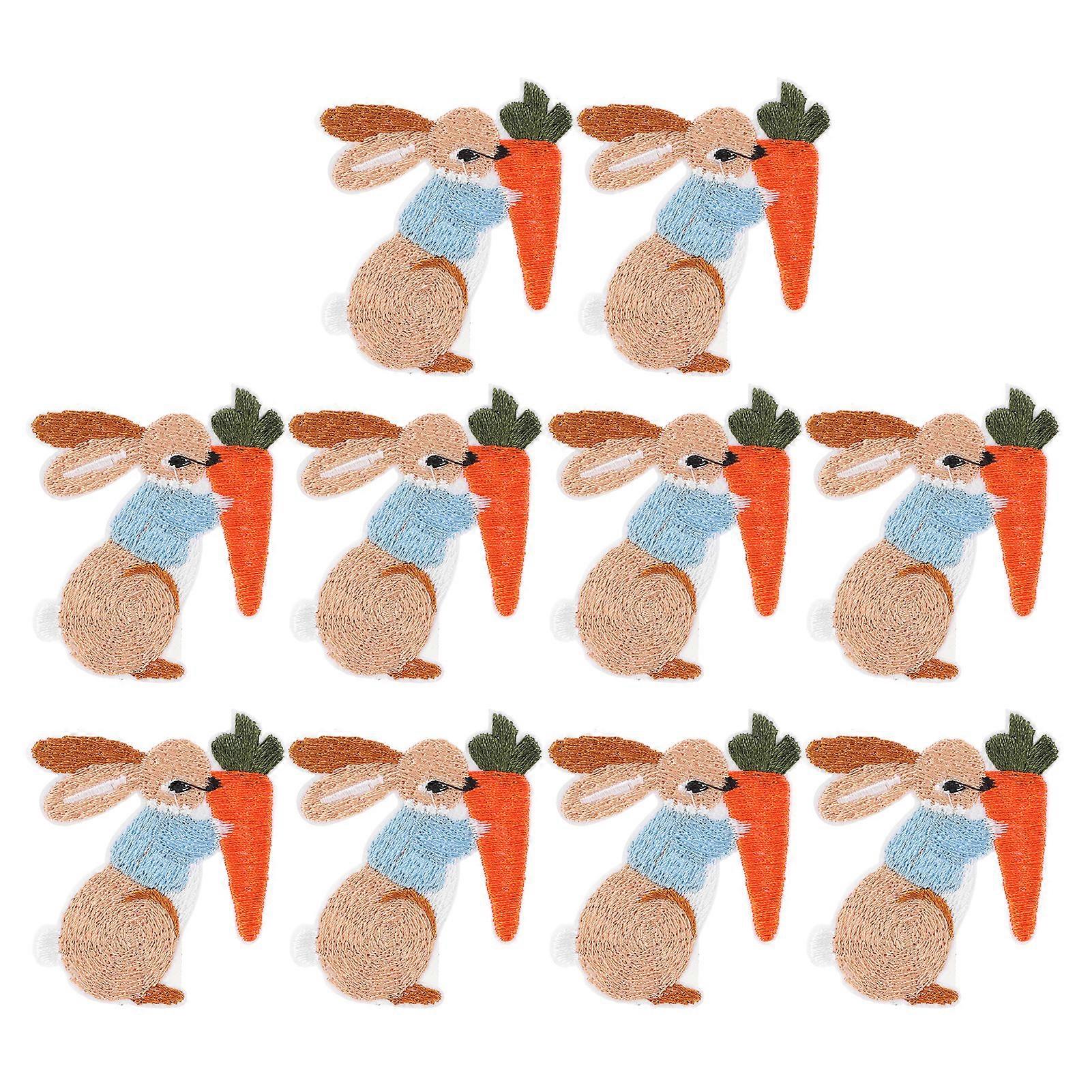 10pcs Iron Patches Bunny Pattern Easter Theme Style DIY Making Polyester Material Fabric Decorating Supplies for Clothes
