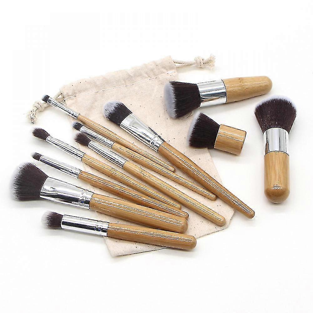 Bamboo Handle Makeup Brush Set Of 11 Pcs