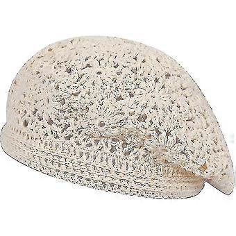 Women's Cotton Summer Crochet Hat Lightweight Retro Handmade Berets (esheng)