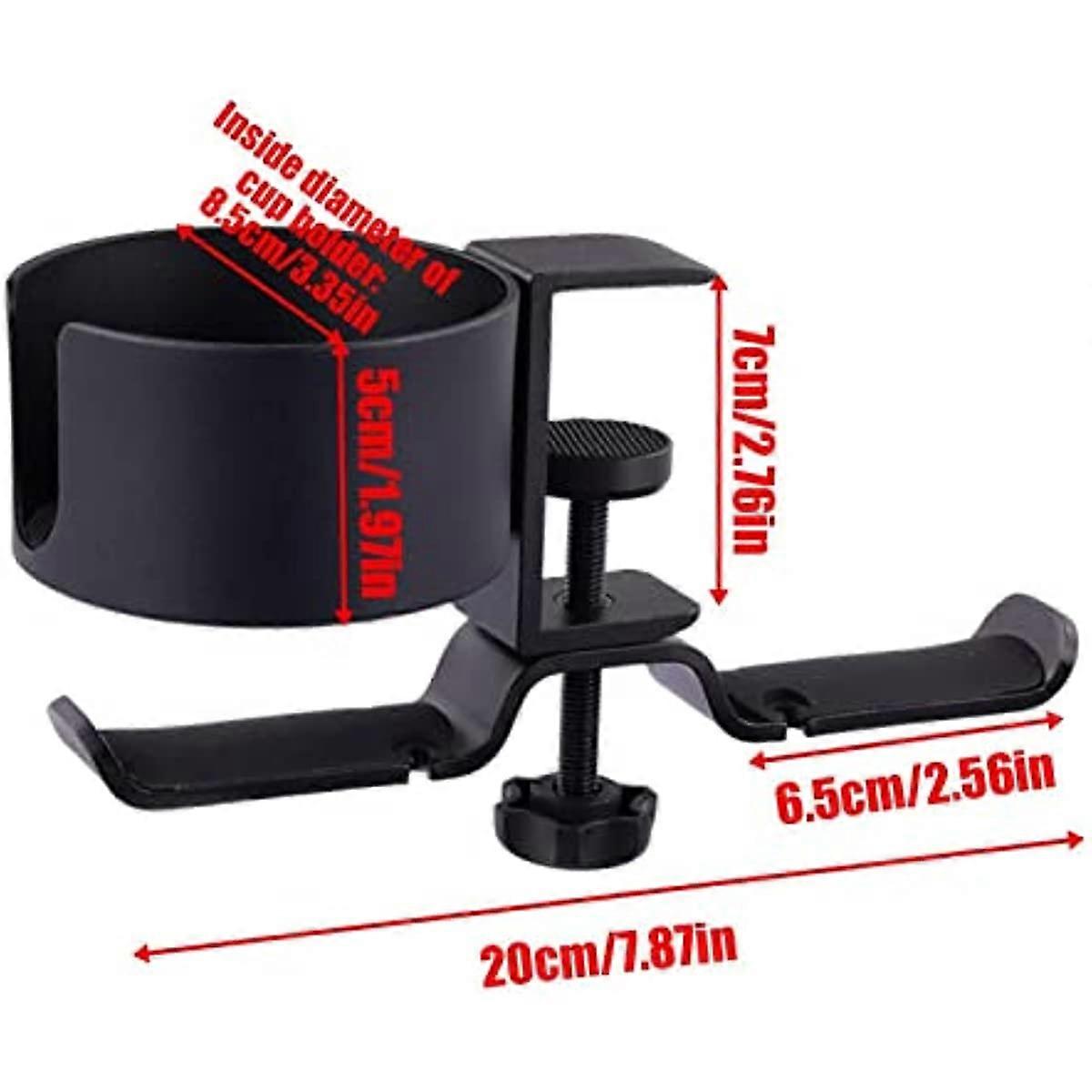 Adjustable Under Desk Cup Holder With 180° Rotation - Clamp-On Mug Holder For Office, Gaming Desk, Saves Space, Anti-Spill
