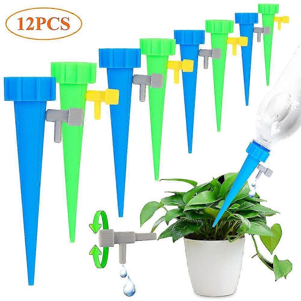 12 Pack Plant Automatic Watering Device,self Spikes System With Slow Release Control Valve,dripper