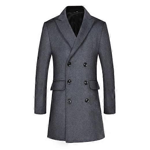 Men's Wool Coat Double Breasted Wool Blend Coat Winter Outerwear