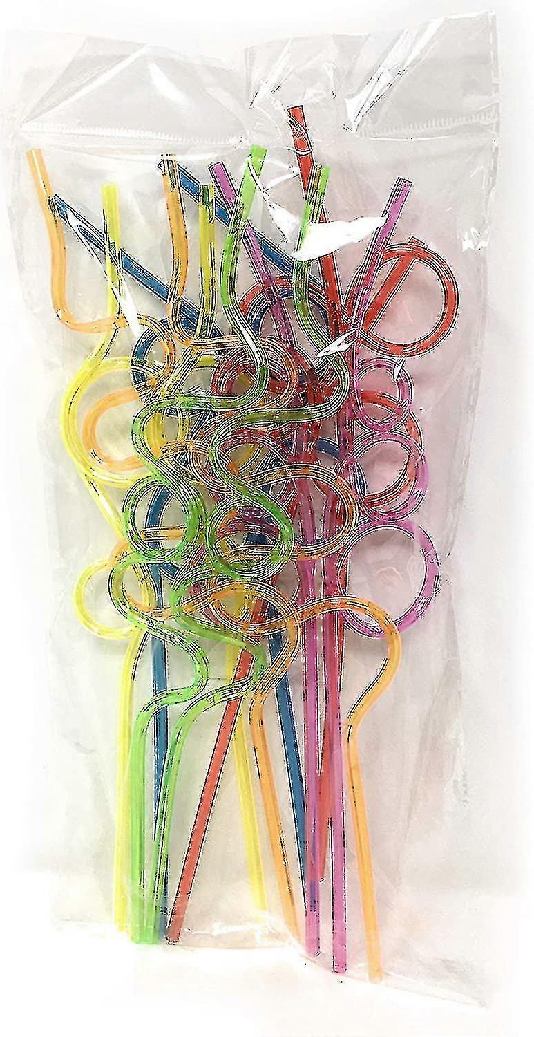 100% NEW Arrive 20pcs Colorful Reusable Drinking Straws Crazy Straws Plastic Twirly Loop Straws For Kids, Parties, Carnivals, Fun