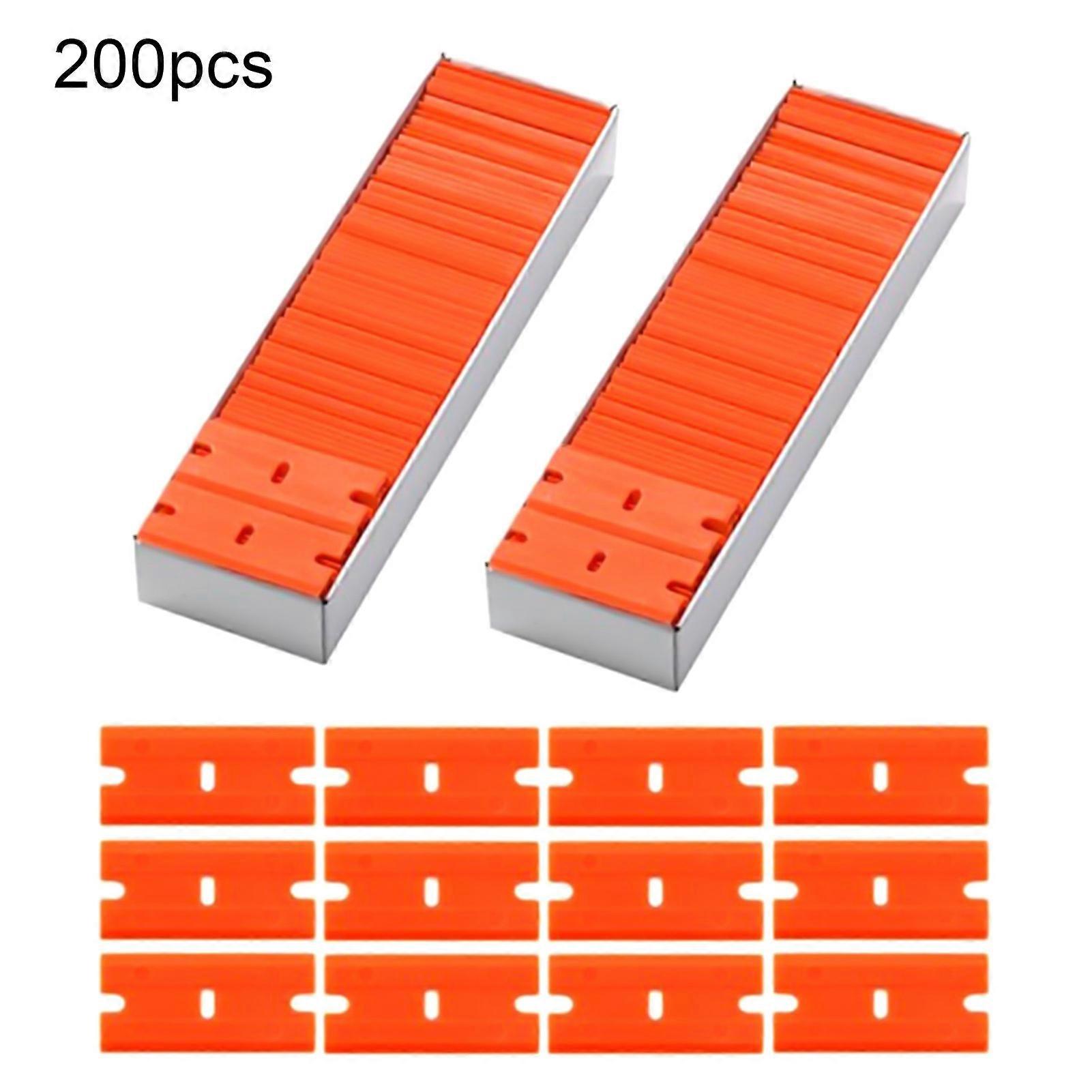 200Pcs/Set Multi-purpose Razor Blade Sharp Simple Installation Removal Tools Plastic Scraper Blade for Razor Scraper QinHai