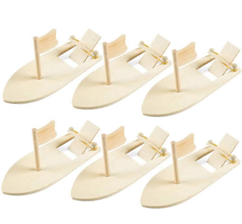 طقم ألعاب القوارب الخشبية التعليمية DIY - 6 قطع للمتعة الإبداعية والتعلم