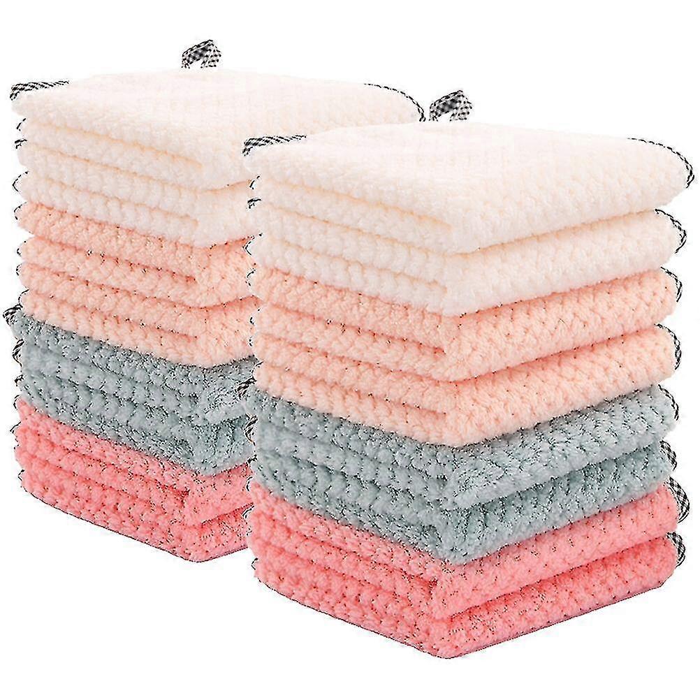16pcs Hanging Kitchen Use Wiping Cloth Practical Microfiber Dishcloth Easy Cleaning Towel