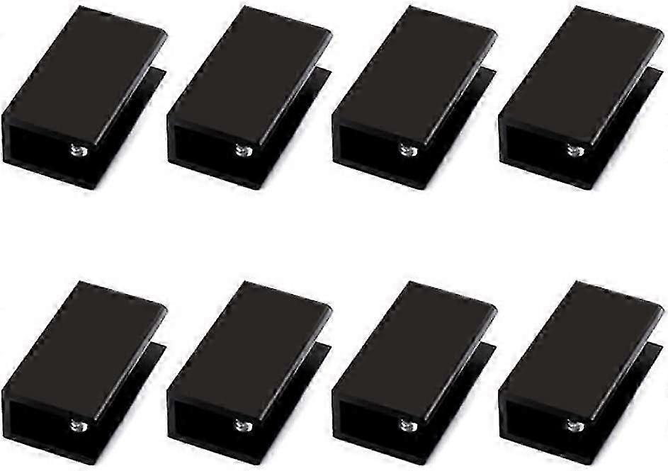 حزمة من 8 سبائك الألومنيوم مربع الزجاج الجرف المشبك كليب حامل دعم قوس أسود (مناسبة للزجاج بسمك 10-12 مم)