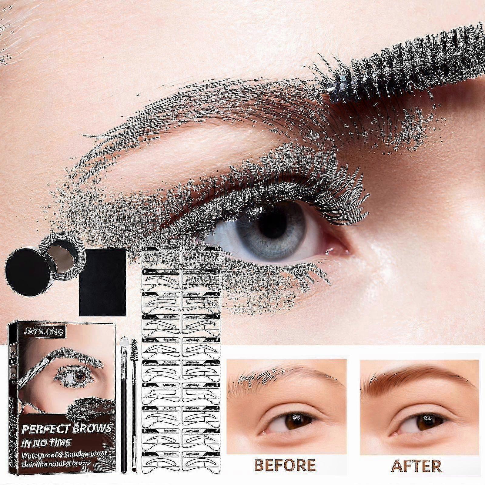 Ensemble de crème pour sourcils Jaysuing avec pinceau à sourcils, Autocolorant, Imperméable, Longue durée, Non amovible, Pas facile à estomper, Crème pour sourcils |