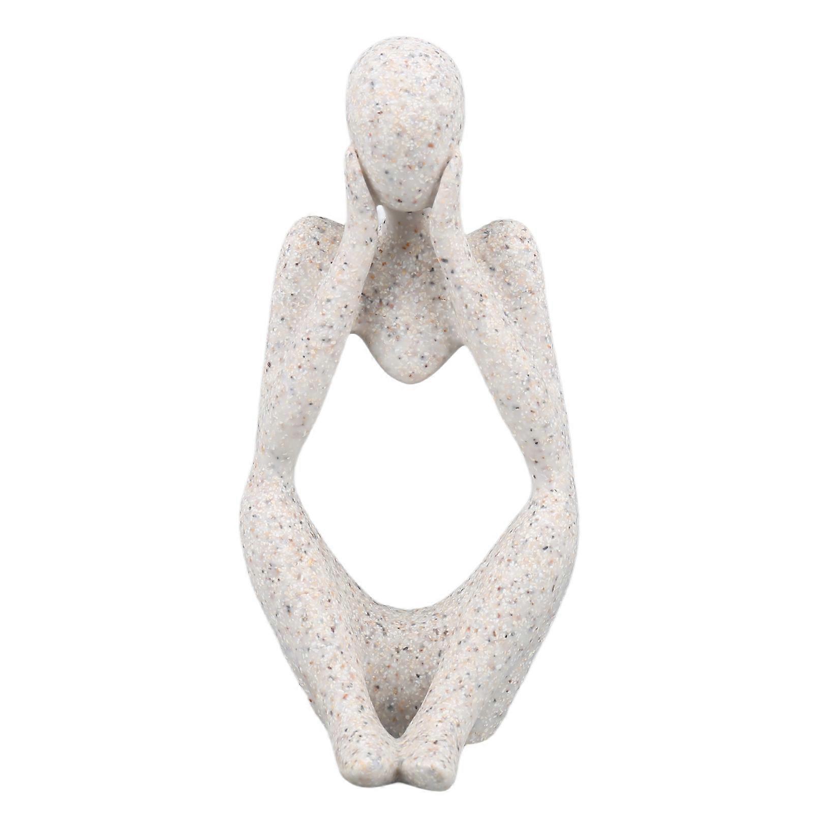 Resin Thinker Statue Abstract Thinker Figure Thinker Style Decoration for Living Room Office Book Shelf Sandstone Focus