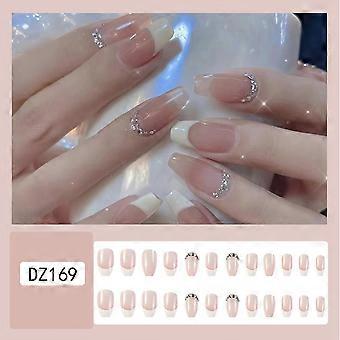 Glossy Pink Medium Fake Nails Lasting Enough Not Harm To Fingernails  Jelly Glue Model