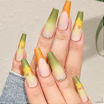 Lange Doodskist Vierkante Nep Nagels Volledige Dekking Natuurlijke Lange Vierkante Nagels Lijm Modellen