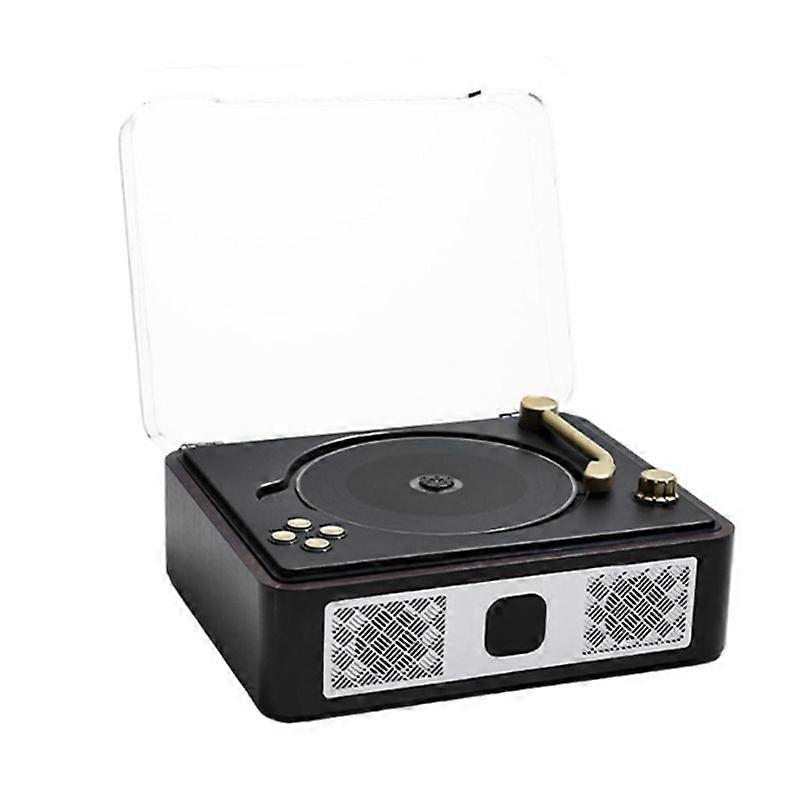 Bluetooth Desktop CD Players for Home Built-in Speakers Rechargeable Headphone Jack Vintage CD Player Brown Black