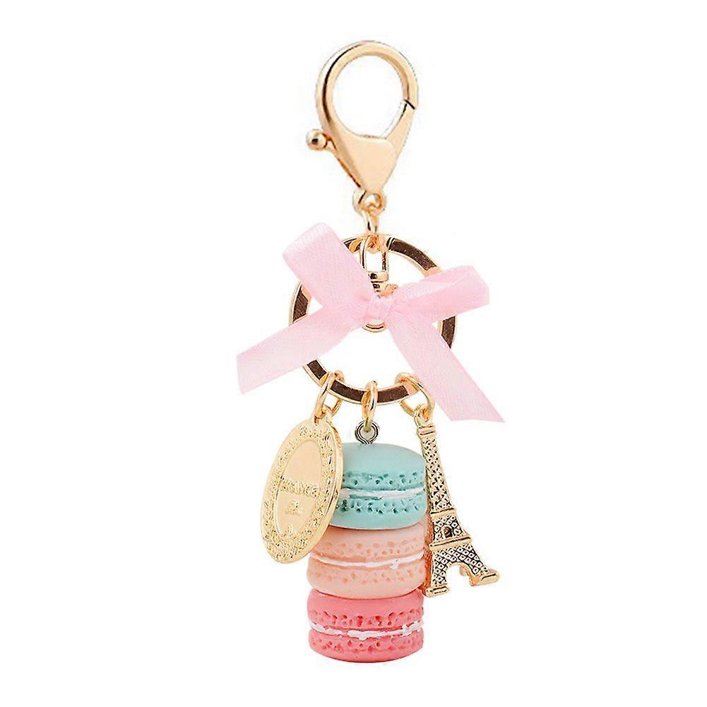 Stylish Personalized Macaron Cake Shape Bag Pendant Decoration Gift (Blue)