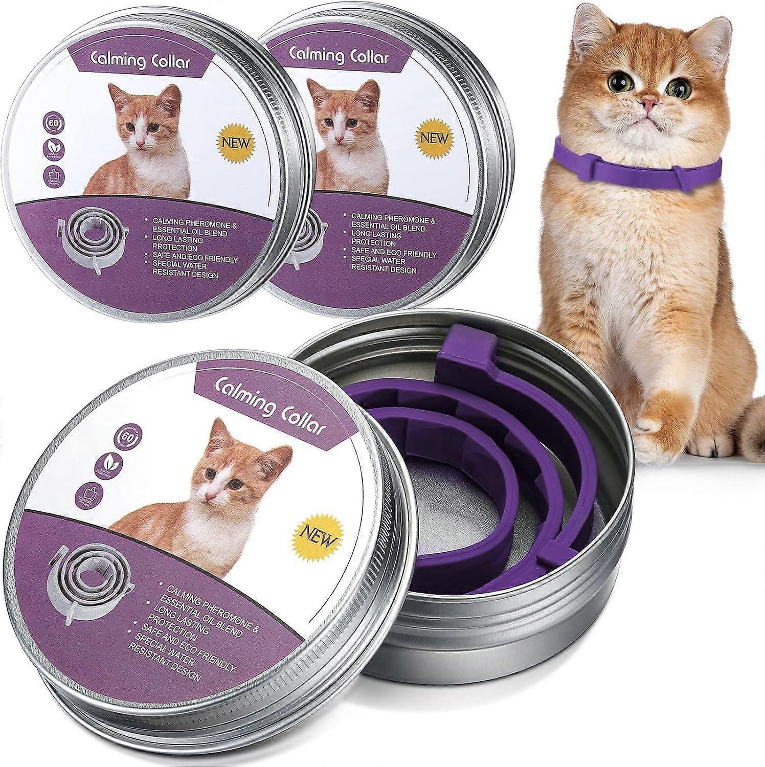 SBSGV 3 Pcs Cat Adjustable Calming Collar, Reduce Anxiety Cat Collars for Pets, Calm Collar Pacify Kitten, Suitable for Small, Medium and Large Cats,