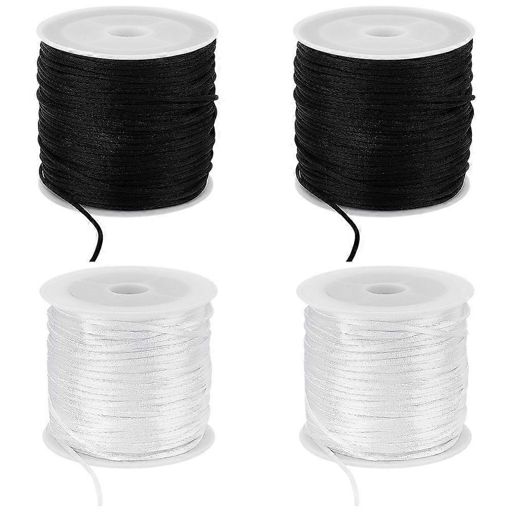 4 Rolls 2 Colors Nylon Rattail Satin Cord Beading String for Chinese Knotting Jewelry Making Mixed Color 1mm about 32.8 yards(30m)/roll 2 roll/color