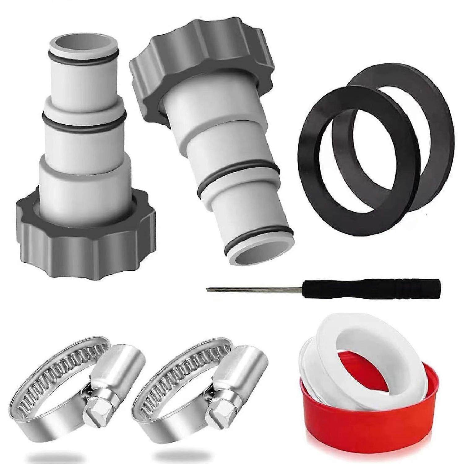 Threaded to Clamp Pool Hose Adapter Kit Pool Pump Hose Connector with Clamp Washer for 1.5 1.25 Inch