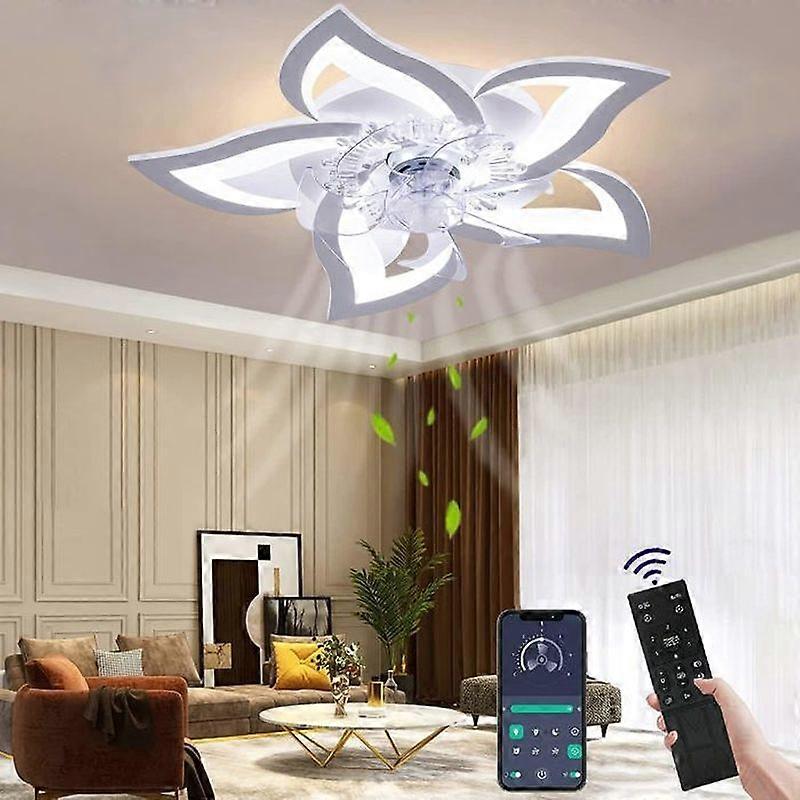 Ceiling Fan with Light Quiet Modern Led with Remote Control Timer Flower Shape Design FanQ1289
