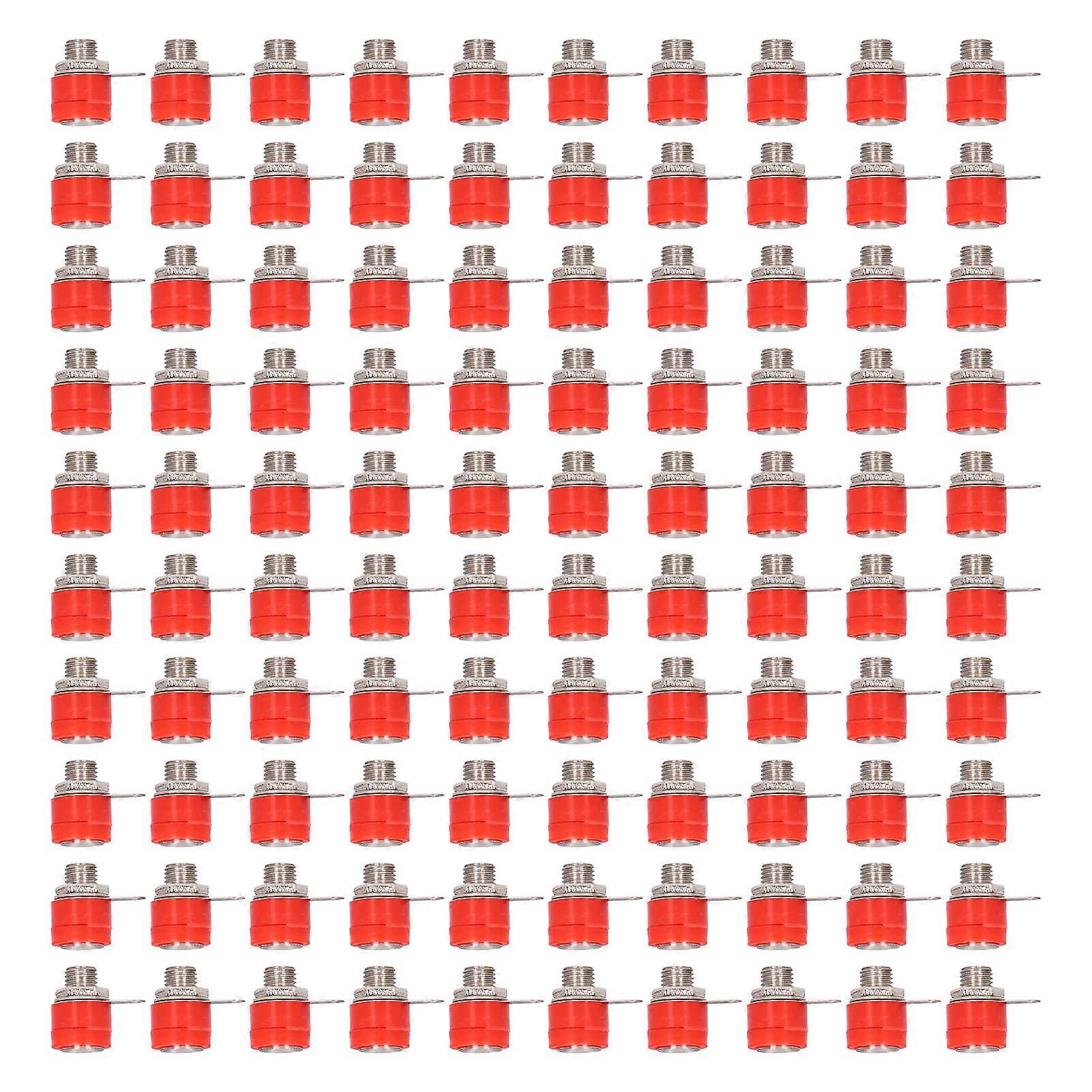 100Pcs 4mm Banana Plug Socket Binding Post Cross Connector Plug Socket Binding Post TerminalsRed
