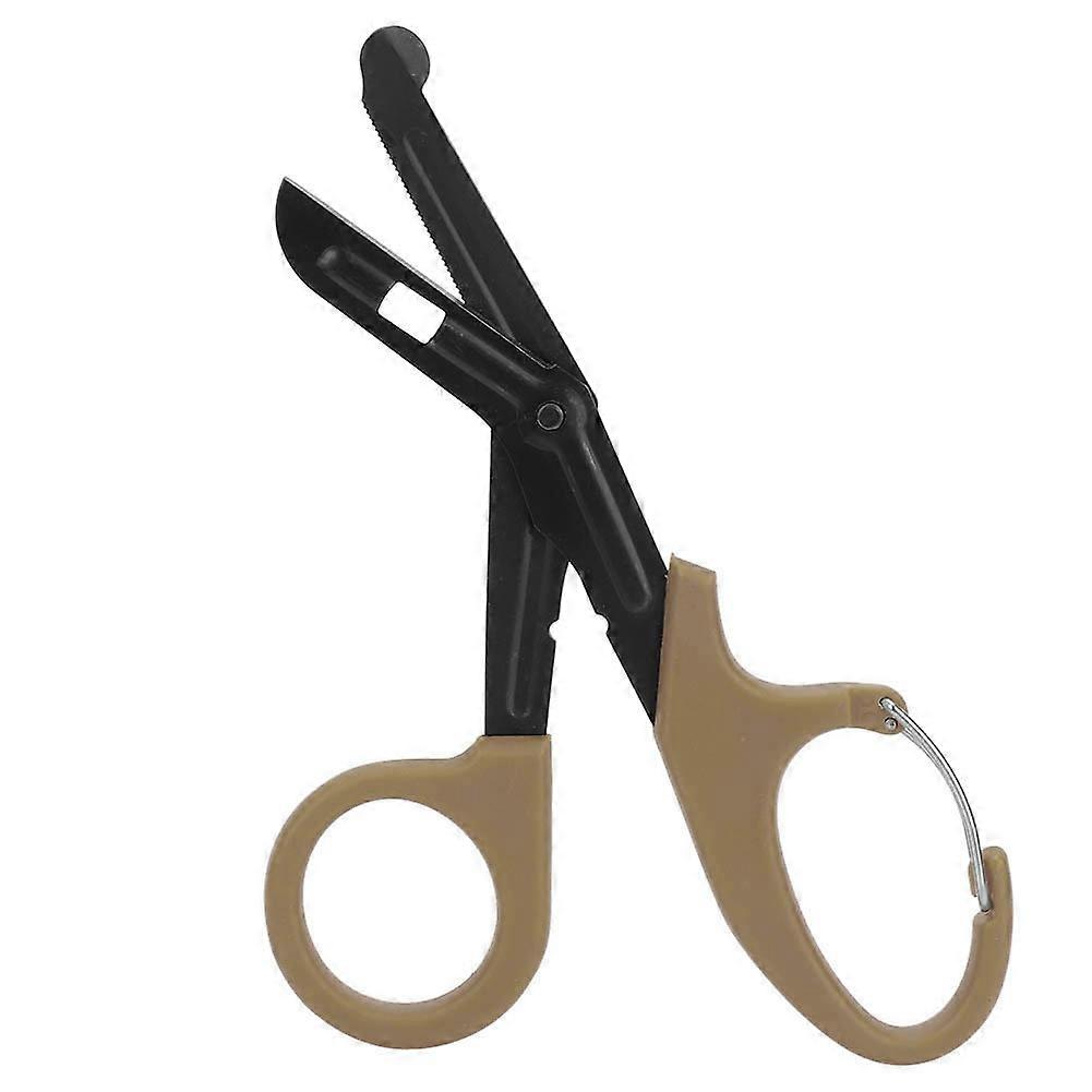 Stainless Steel Bandage Scissors with Fine Teeth First Aid Emergency Tool(Mud Color)
