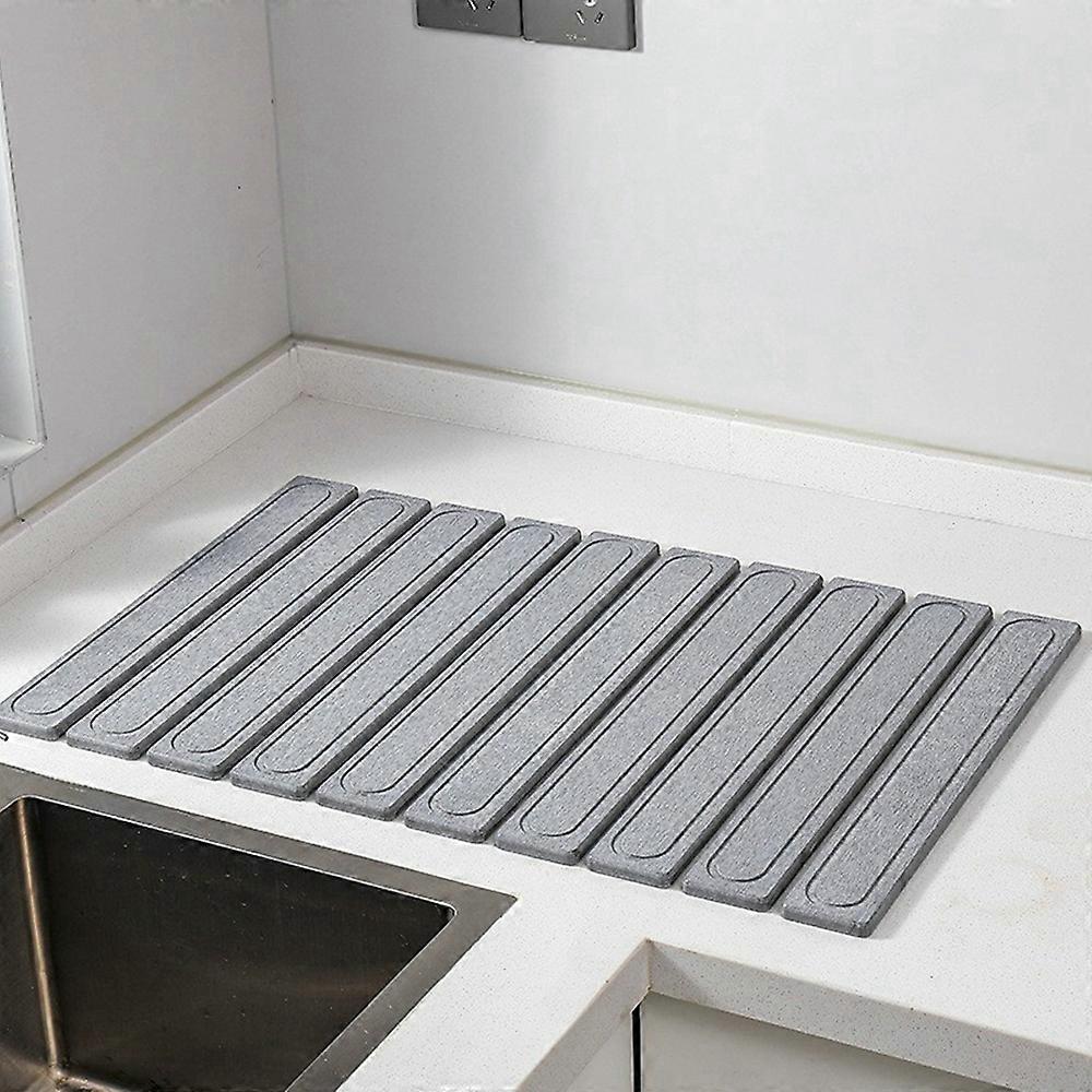 Foldable Rectangular Strips Diatomite Quick Dry Countertop Mat Water Absorbent Non Slip Insulation P