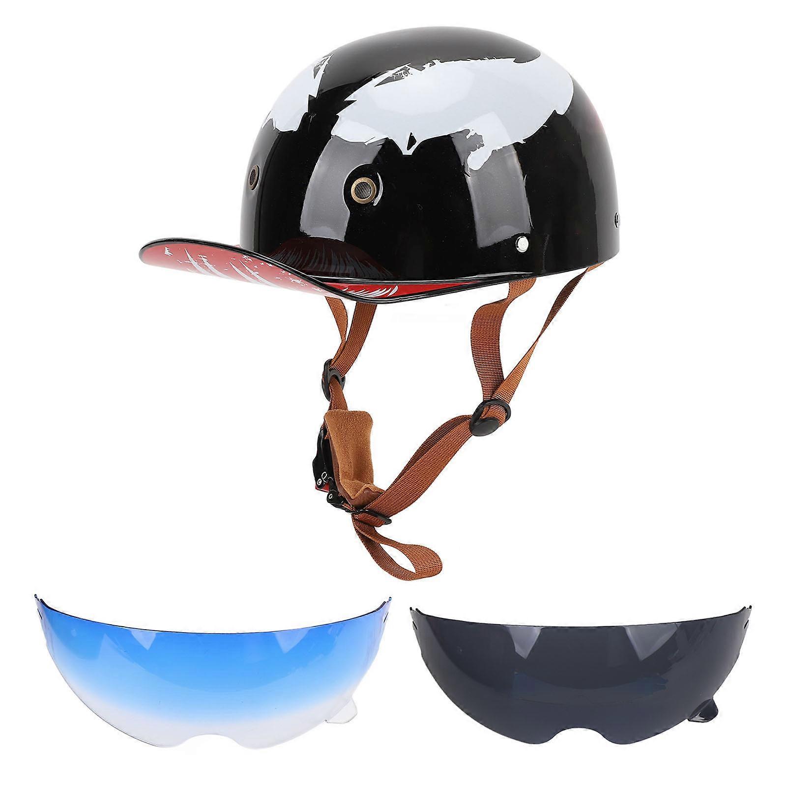 Berretto da baseball Casco da moto Unisex Casco da moto vintage vintage per uomo donna con visiera Sottogola regolabile M