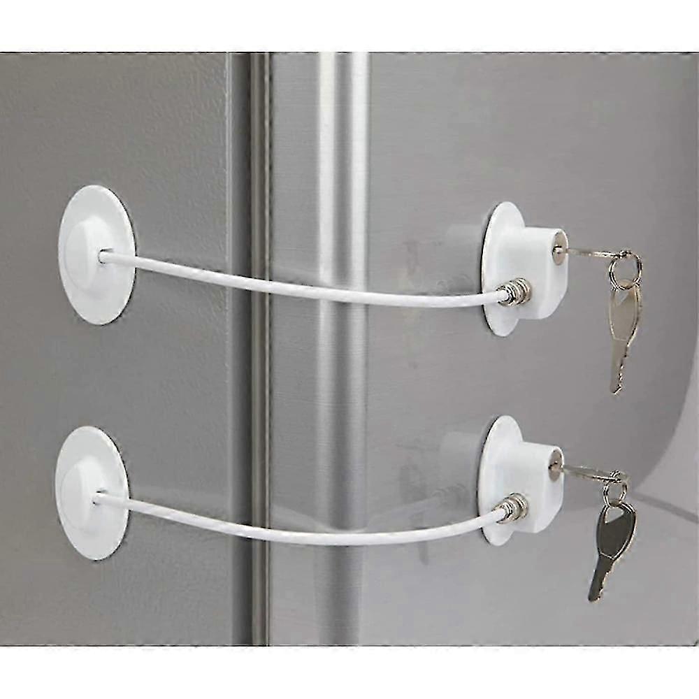 2 Pack Refrigerator Lock With 4 Keys, Refrigerator Lock Dorm Freezer Door Lock And Child Safety Cabinet Lock With Strong Adhesive FCR