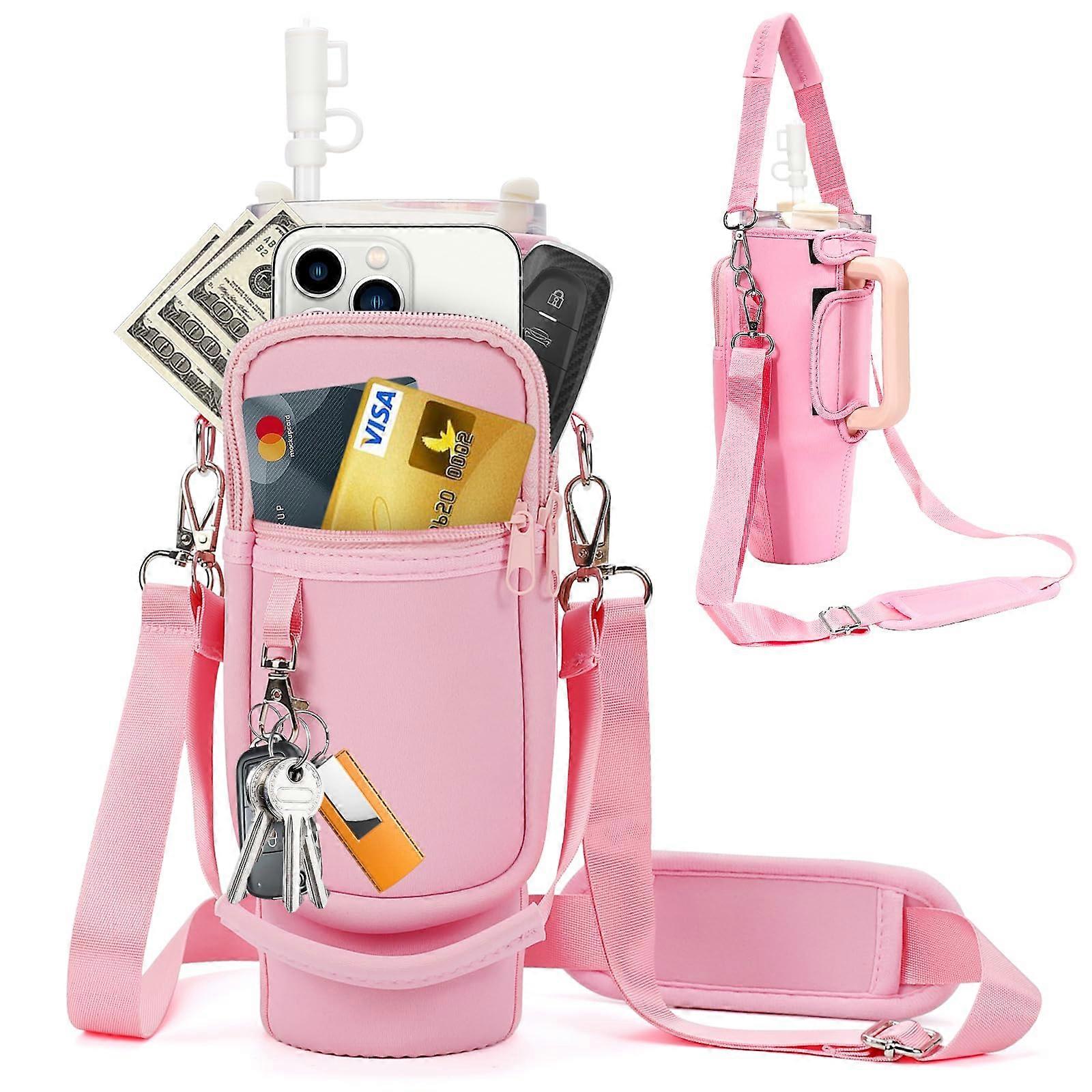 Water bottle carrier bag with carrying and shoulder straps