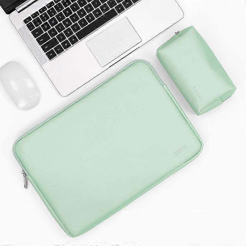 Baona BN-Q001 Bolsa para laptop em couro PU, Cor: Verde menta + Power Bag, Tamanho: 15/15,6 polegadas Verde menta + Power Bag 15/15,6 polegadas