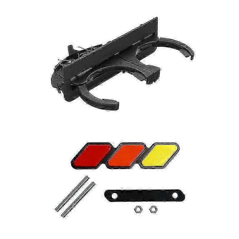 Black Rear Dual Drink Cup Holder For- With Grill Badge Emblem Tri-color, For
