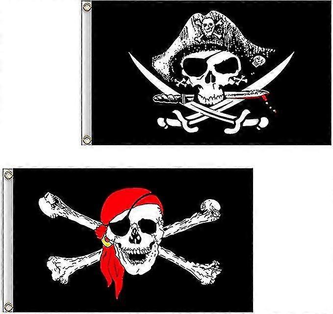 Piratflag til udendørs og piratfester (2 stk., sort+rød)