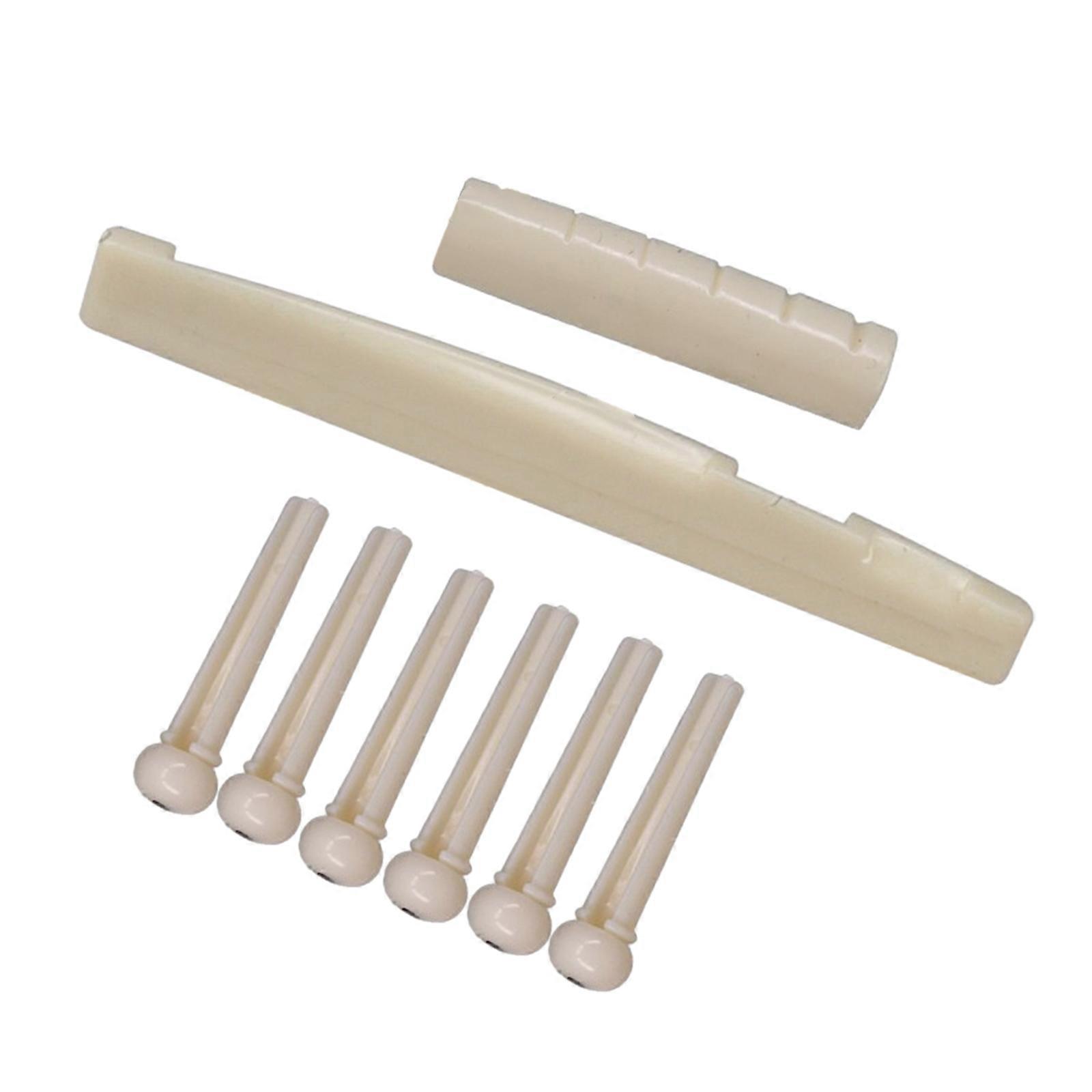 Guitar Replacement Parts Portable 6 Strings Guitar Bridge Pins Saddle Nut Acoustic Tailpiece Plastic Guitar Accessories White