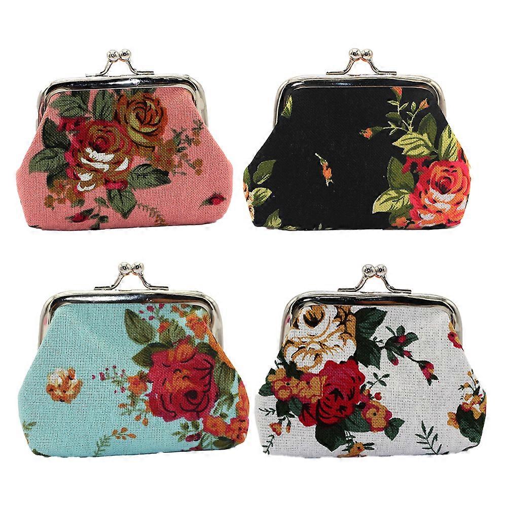 Coin Bag, Calico Print, Multi-color, Fabric Art