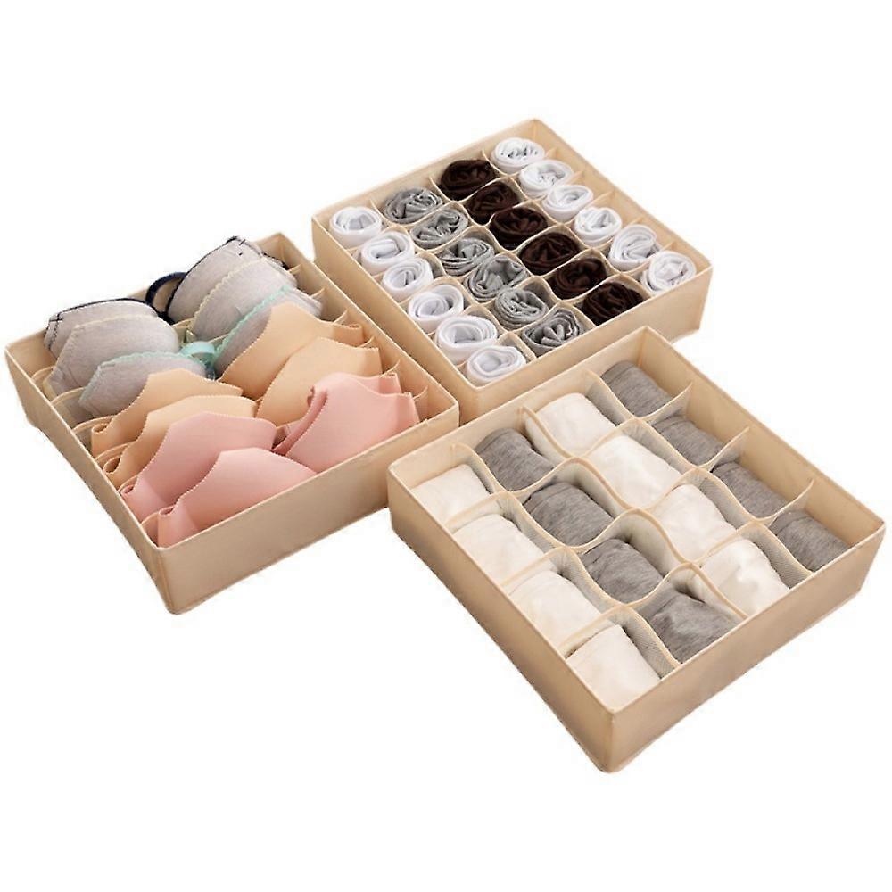 Eco-Friendly Non-Woven Material Drawer Organizer Divider, Multi-Use Storage Collapsible Storage Boxes For Bra Underwear Socks, Breathable Structure