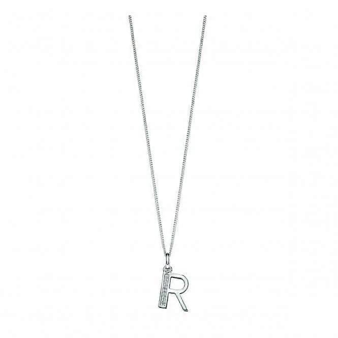 Beginnings Sterling Silver Art Deco Initial R Cubic Zirconia Pendant P4740C
