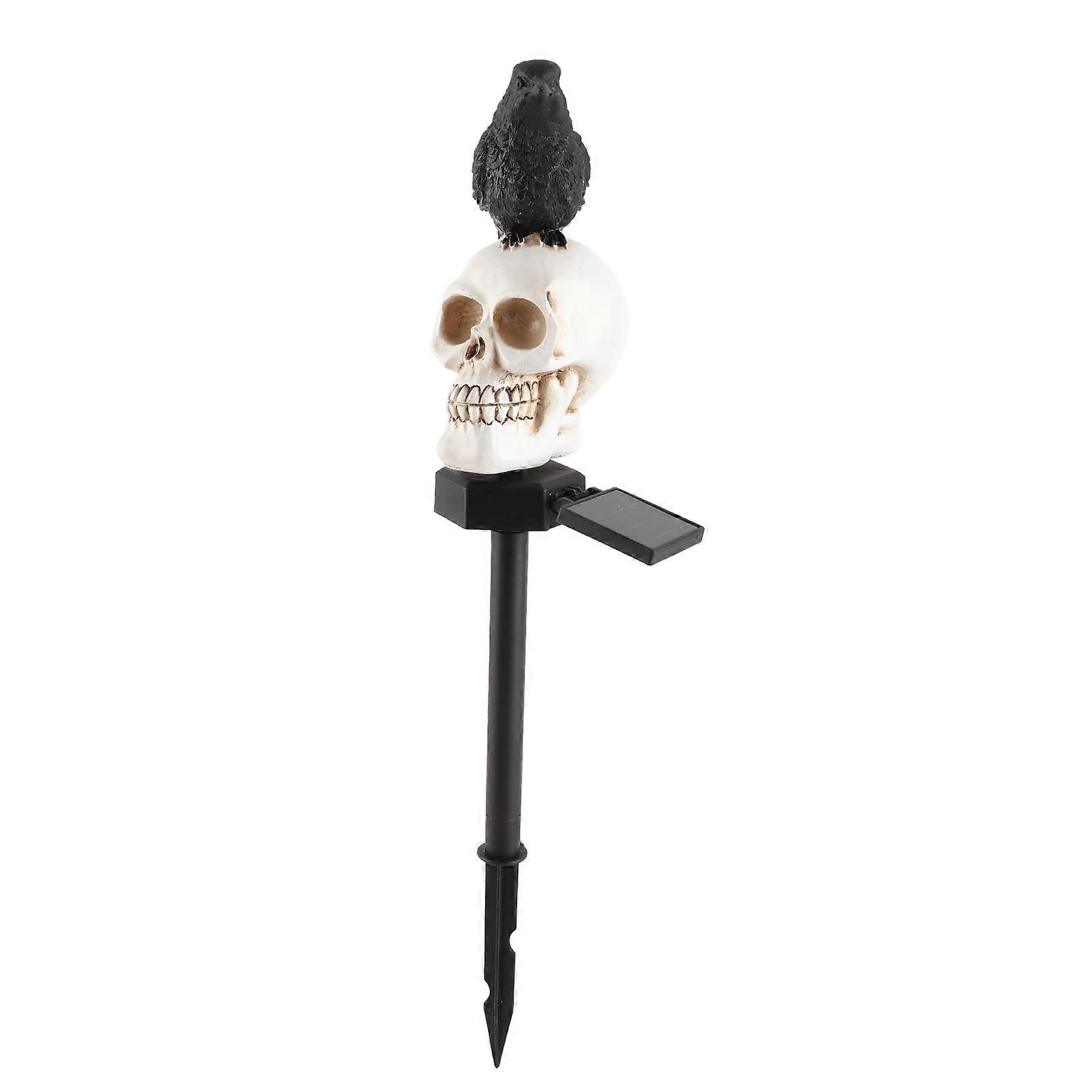 Solar Garden Lights Outdoor Decoration Waterproof Ghost Skulls with Black Crow on Skull