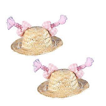 Strohhut für Katzen Hunde 2PCS Festival Haustier Strohhut Schöner winziger Hut Outdoor Camping Hut Kopfbedeckung für Bichon