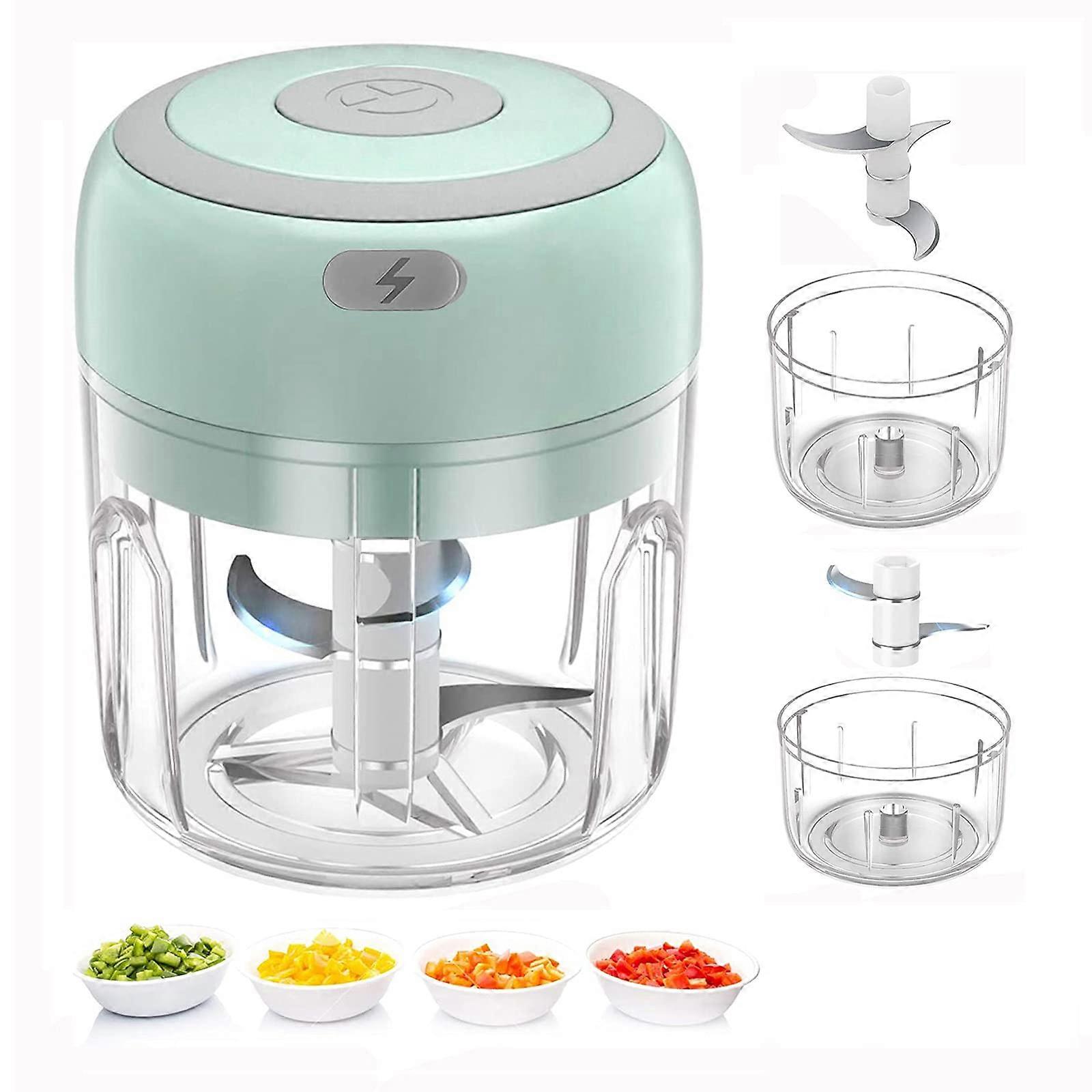 Electric Mini Food Chopper, Rechargeable 250ml + 100ml Food Processor for Garlic, Onion, Veggies, Green