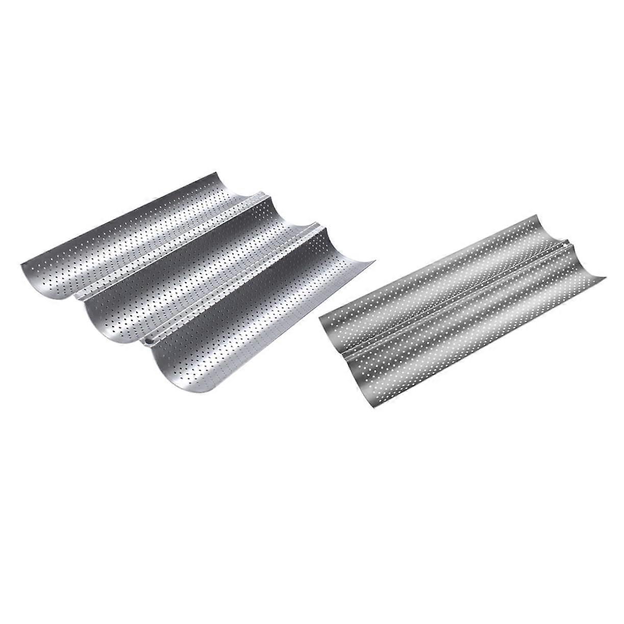 2 Pcs French Bread Baking Tray Set Nonstick Perforated Oven Safe for Home Use
