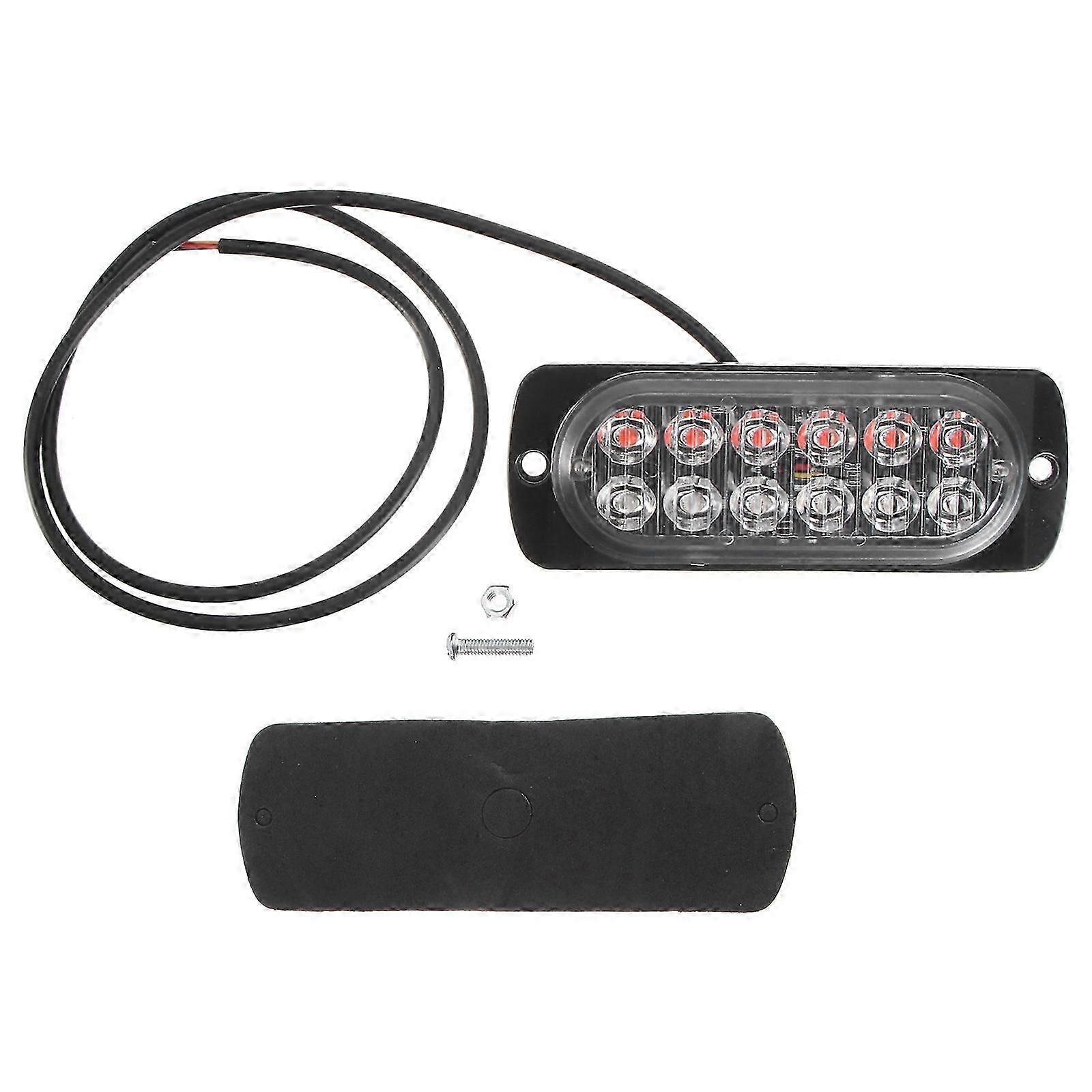 36W 12-24V 12 LEDs Strobe Light Ultra-thin Emergency Flash Warning Caution Light for Trucks Motorcycles (Red Light and Blue Light)