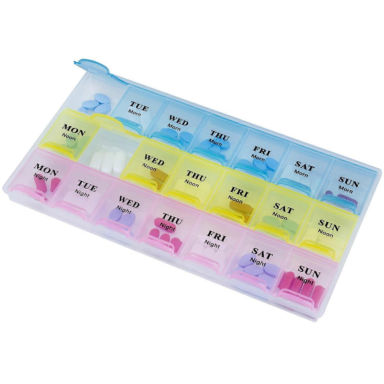 Weekly Pill Organizer - 21-Day Medication Planner for Pills, Vitamins & 3 Daily Doses - Travel-Friendly, Easy-to-Read Design